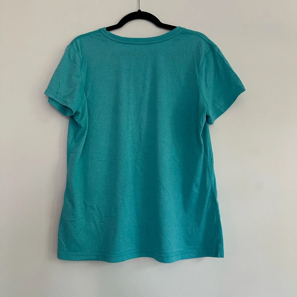 Nike Dri-FIT Womens V-Neck Short Sleeve Activewear T-Shirt Teal Turquoise XL